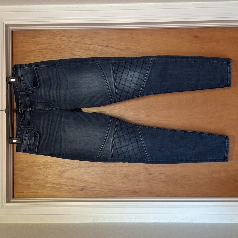 Express Dark Blue Skinny Moto Jeans